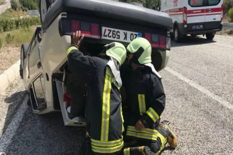 Denizli'de otomobil takla attı: 1 yaralı