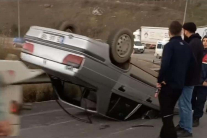 Bursa'da savrulan araç takla atarak ters durdu!