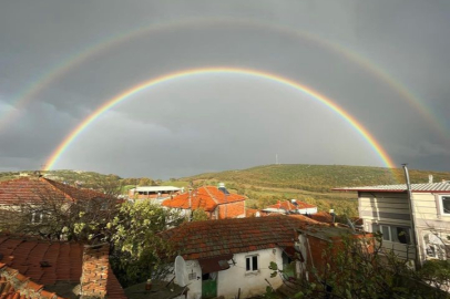 Bursa'da yağmur sonrası gökkuşağı oluştu