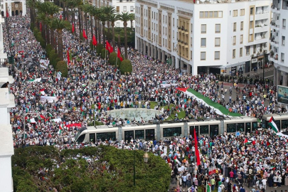 Gazze'ye destek gösterileri Fas'ta düzenlendi