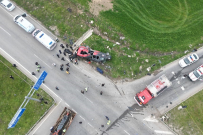 Tekirdağ'daki feci kaza havadan görüntülendi!