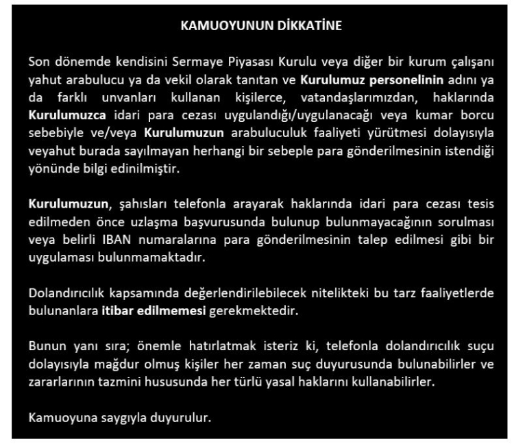 SPK'den telefon dolandırıcılığına karşı uyarı -Bursa Hayat Gazetesi-2
