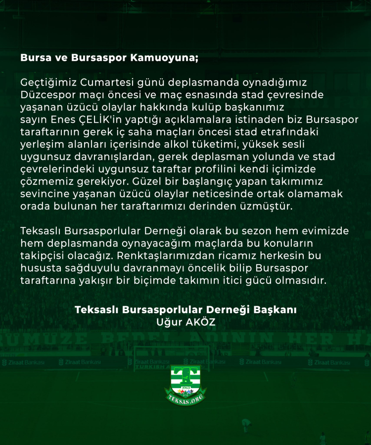 Düzcespor-Bursaspor maçının ardından açıklama! Bursa Hayat Gazetesi -2