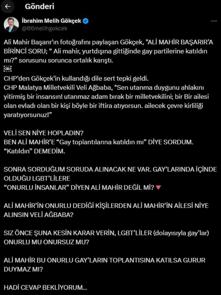 Melih Gökçek'in Ali Mahir Başarır paylaşımı sosyal medyayı karıştırdı! Bursa Hayat Gazetesi -3