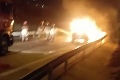 Bursa'da otomobil alevlere teslim oldu!