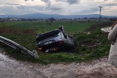 Bursa-Balıkesir Yolunda navigasyonun yönlendirdiği araç takla attı: 1 yaralı!