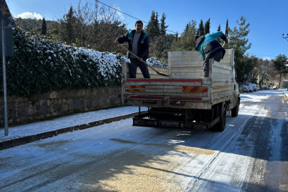 Nilüfer’de buzlu yollara tuzlu müdahale