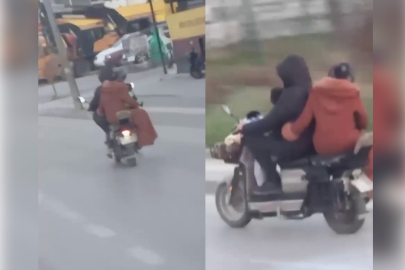 Bursa'da 4 kişi bir motosiklette! Tehlikeye davetiye çıkardılar