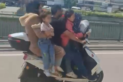 Bursa’da motosiklete 5 kişi bindi, yürekler ağza geldi