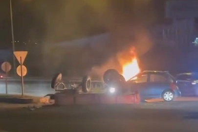 Bursa-Ankara yolunda kaza: Otomobil yangın çıkardı!