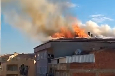 İnegöl’de apartman çatısı alev alev yandı!