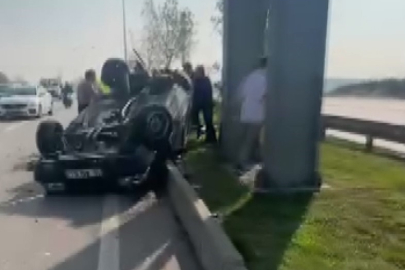 Bursa’da feci kaza! Kontrolden çıkarak takla attı