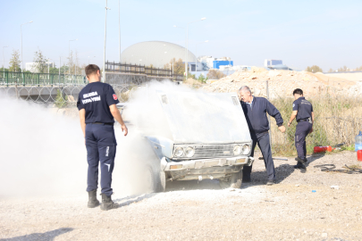 Bursa’da şoförlere teorik ve uygulamalı yangın güvenliği eğitimi