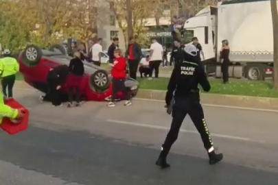 Bursa Nilüfer’de takla atan araçta sıkışan sürücü kurtarıldı