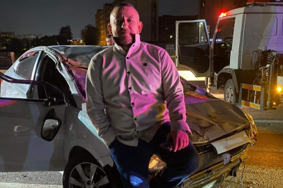 Bursa'da kaza sonrası işte böyle poz verdi!