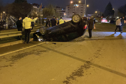 Bursa'da feci kaza! Otomobil taklalar atarak durdu