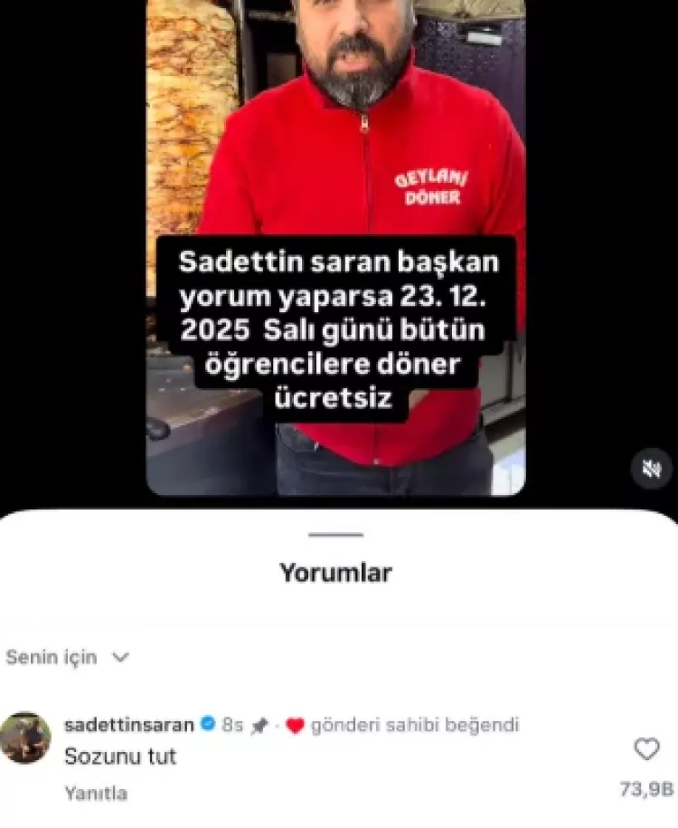 Saran’ın yorumu sosyal medyada gündem oldu: 100 kilo döner hazır!-Bursa Hayat-3