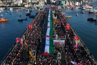 Galata Köprüsü’nde tarihi buluşma: 520 bin kişi Filistin için tek yürek oldu!