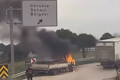 Bursa’da İzmir Yolu’nda korku dolu anlar! Aniden alev aldı
