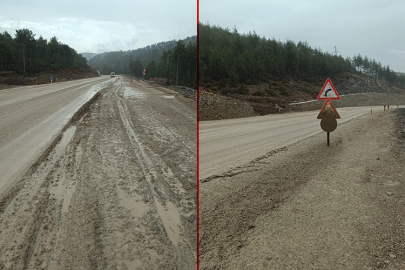 Harmancık-Orhaneli yolunda balçık esareti