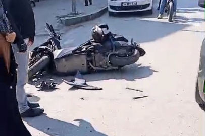 Bursa'da korkutan kazada motosiklet sürücüsü yola savruldu