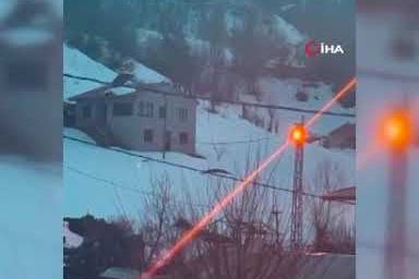 Köyün içerisine giren vaşak görüntülendi