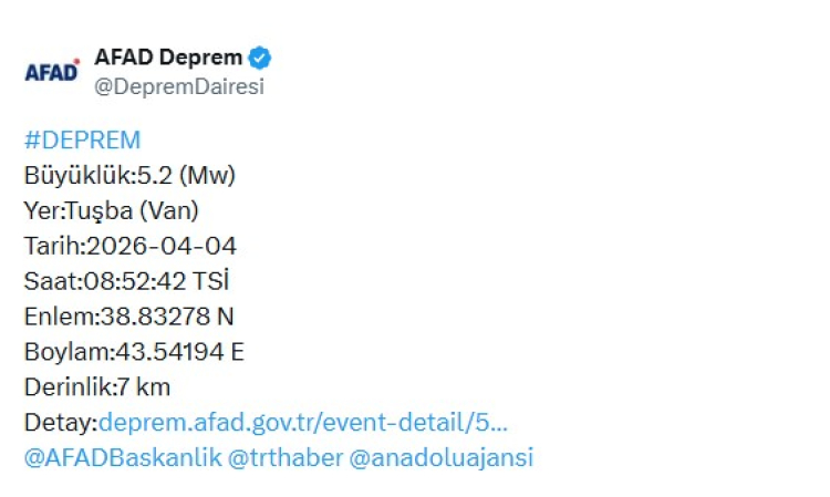 Van Tuşba’da 5.2’lik deprem!-Bursa Hayat-2