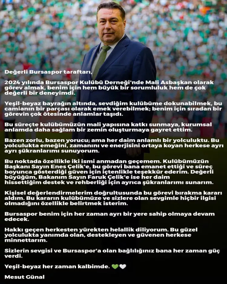 Bursaspor yönetiminde sürpriz ayrılık! - Bursa Hayat - 2