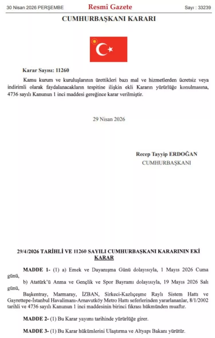 1 Mayıs ve 19 Mayıs’ta toplu taşıma ücretsiz olacak-Bursa Hayat-2