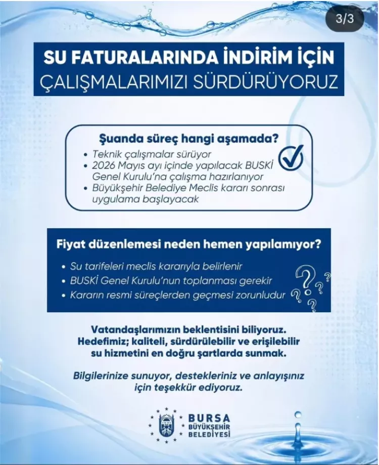 Bursa’da su tarifeleri için yeni süreç! İndirim gelecek mi?-Bursa Hayat-3