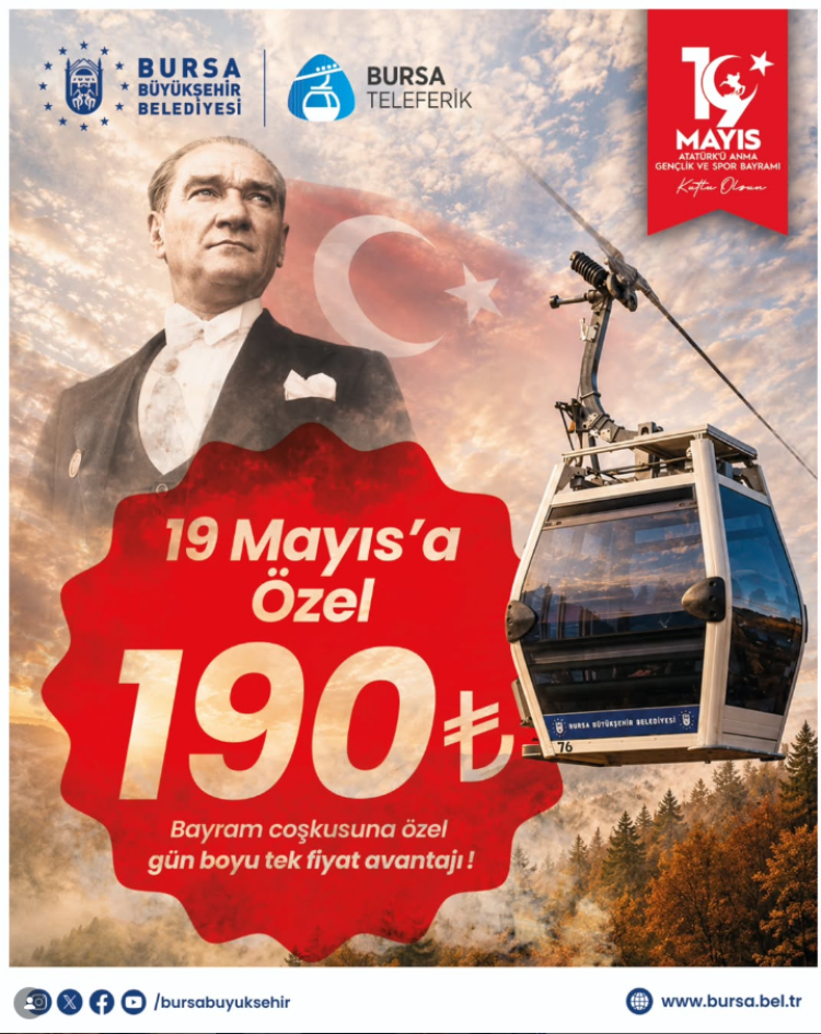 Bursa Teleferik’te 19 Mayıs tarifesi! Gün boyu geçerli olacak - Bursa Hayat - 2