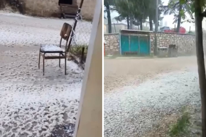 Bursa Keles'te dolu yağışı! Kiraz bahçeleri zarar gördü