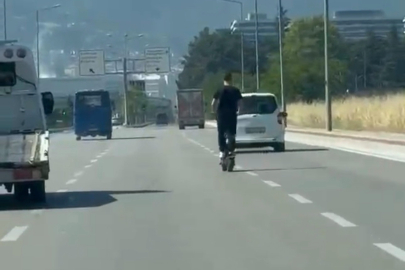 Bursa'da trafikte akılalmaz görüntü!