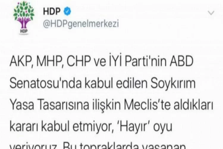 ABD Senatosu'nun kararına HDP'den destek!