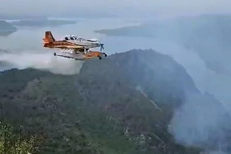 Kanyonda yıldırım düşmesi sonucu orman yangını
