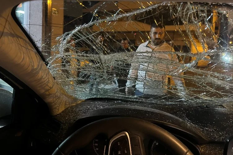 Bursa'da başıboş at otomobile çarptı! Mahalleli isyanda