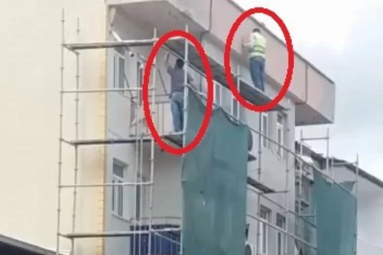 Bursa'da bir işçi beton zemine düştü! 