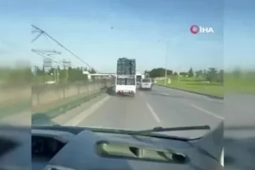Bursa'da tehlikeli taşımacılık kamerada