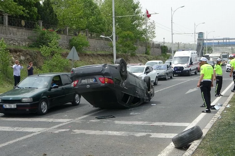 Refüje çarpan araç takla attı: 1 yaralı!