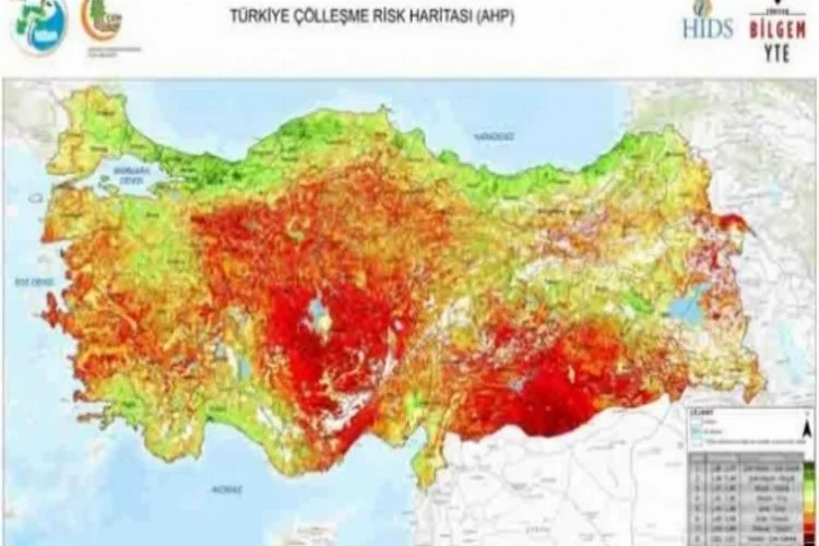 Türkiye'nin çölleşme risk haritası oluştu