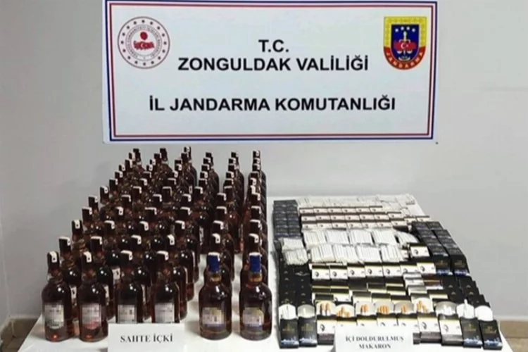 Zonguldak'ta jandarma operasyonu: Sahte içki ve makaron ele geçirildi!